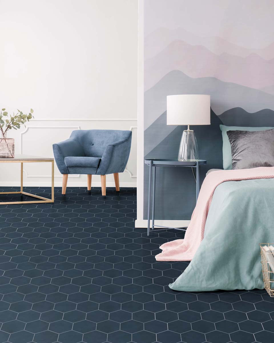 Marco Sapphire Solid Hexagon Porcelain Tile