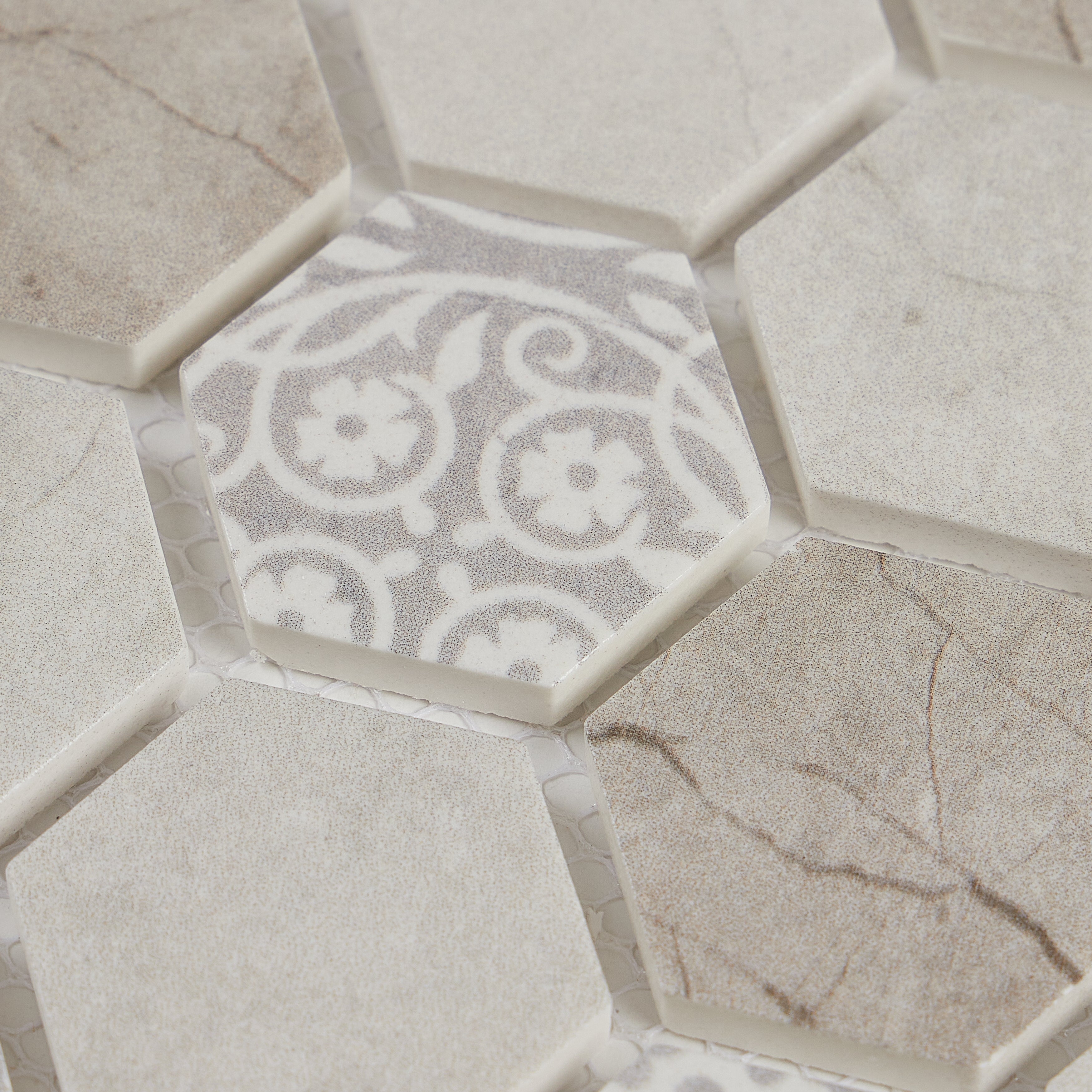 Fuse Athens 1.5" Hexagon Inkjet Glass Mosaic