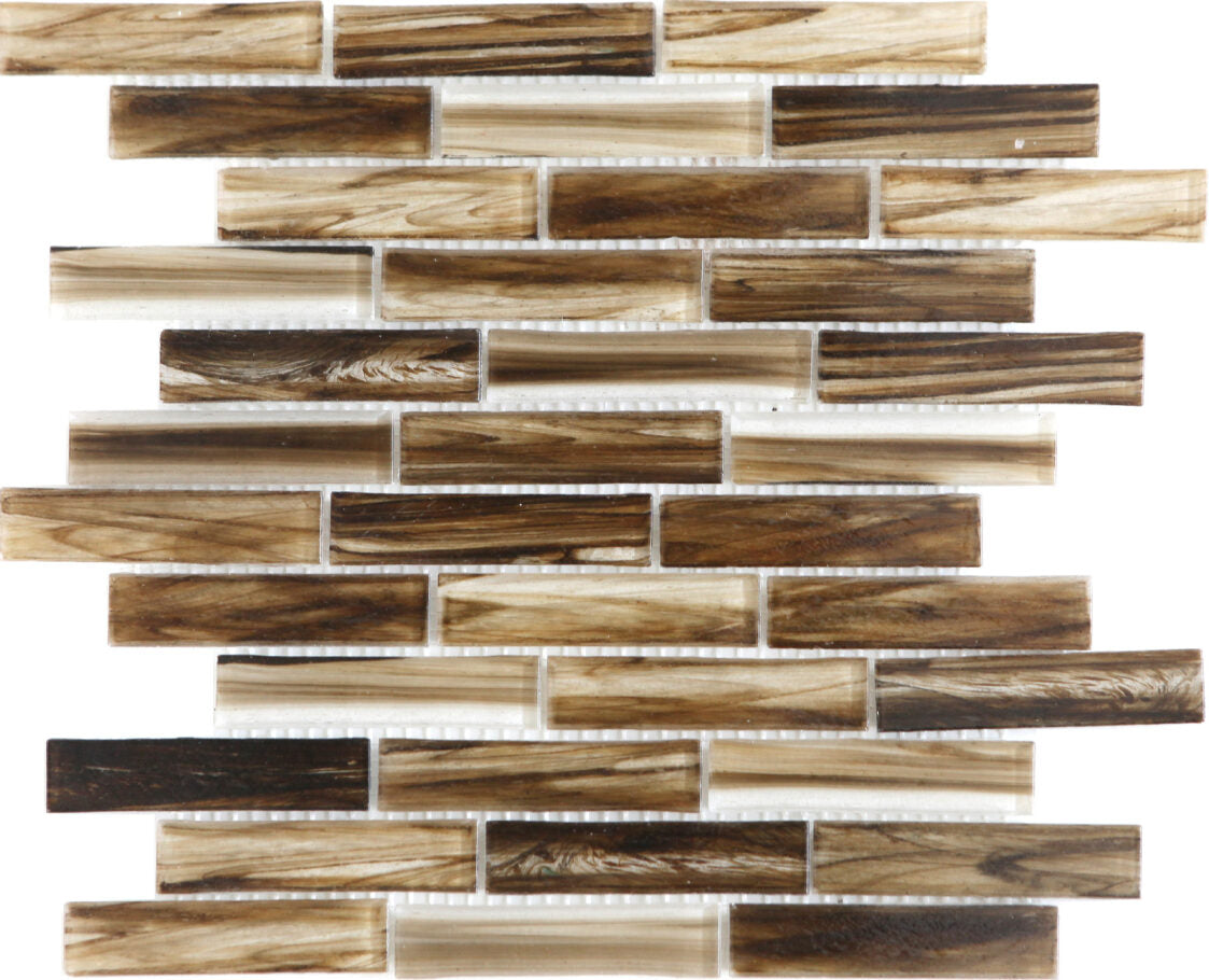 Tortoise Amber Listello Glass Mosaic