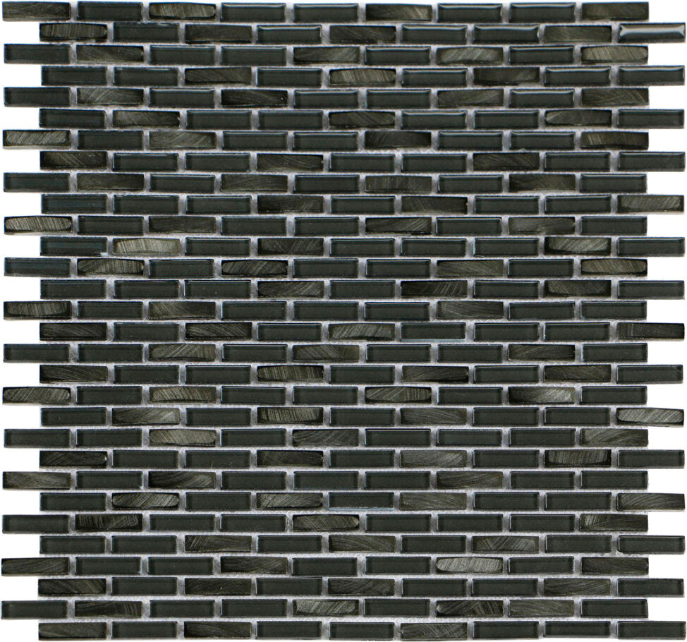 Elements Anthracite Mini-Brick Glass Mosaic