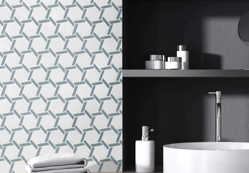 Aurora Starlit Hex Wheel Glass Mosaic