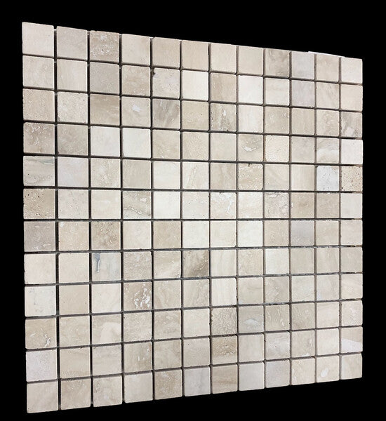 Milky White Travertine Honed and Filled 1x1 Mosaic