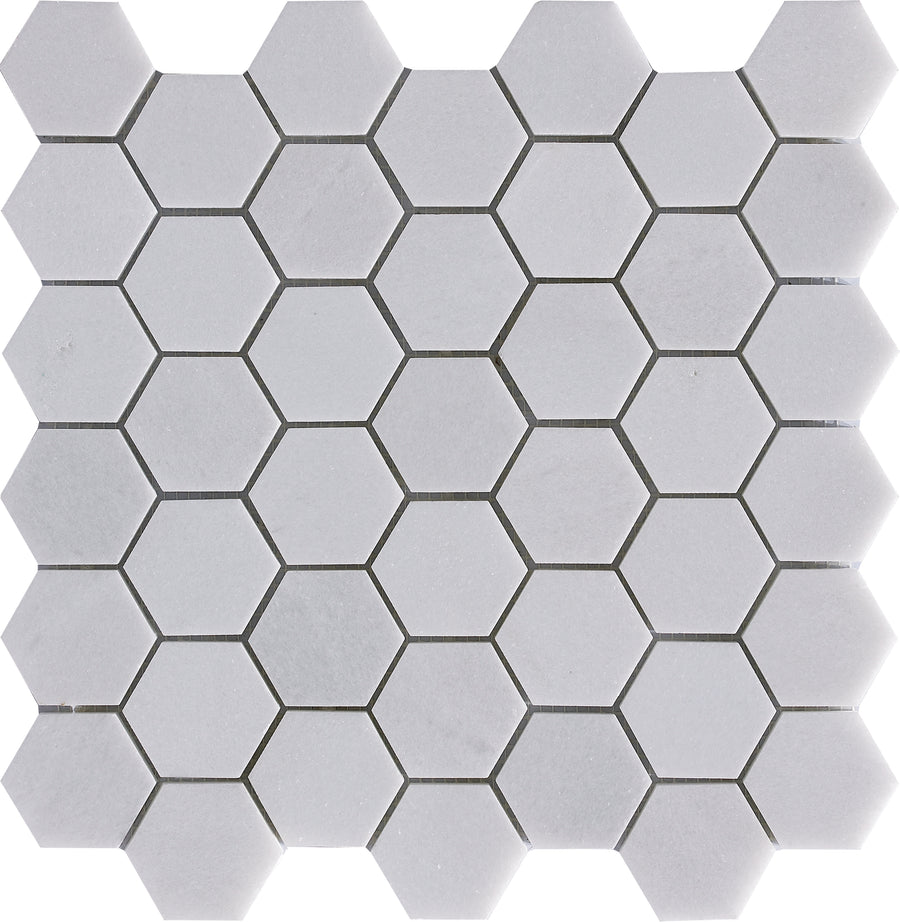 Artistic Thassos  2" Hexagon Mosaic- Polished