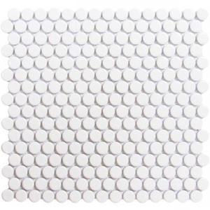 GetAround | White Penny Round Tile Glossy 3/4 | 12x12 Sheet - Mission Stone & Tile