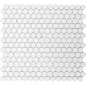 GetAround Penny Round Mosaic Tile | White | Matte Finish | 12x12 Sheet - Sample - Mission Stone & Tile