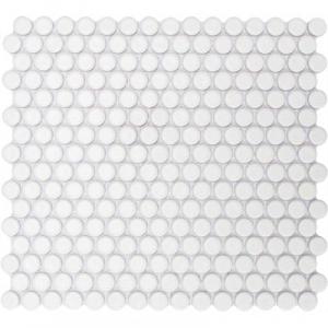 GetAround Penny Round Mosaic Tile | White | Matte Finish | 12x12 Sheet