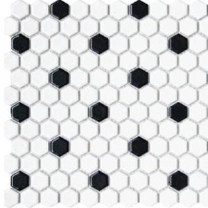 Glazed Porcelain Hexagon | White and Black Matte Mosaic 1" - Mission Stone & Tile
