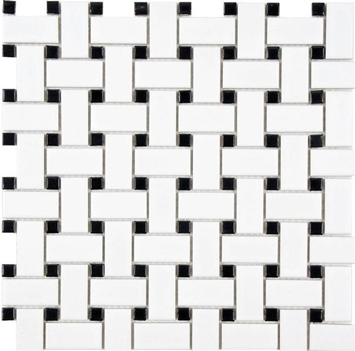 Basketweave | Ceramic White and Black - Mission Stone & Tile