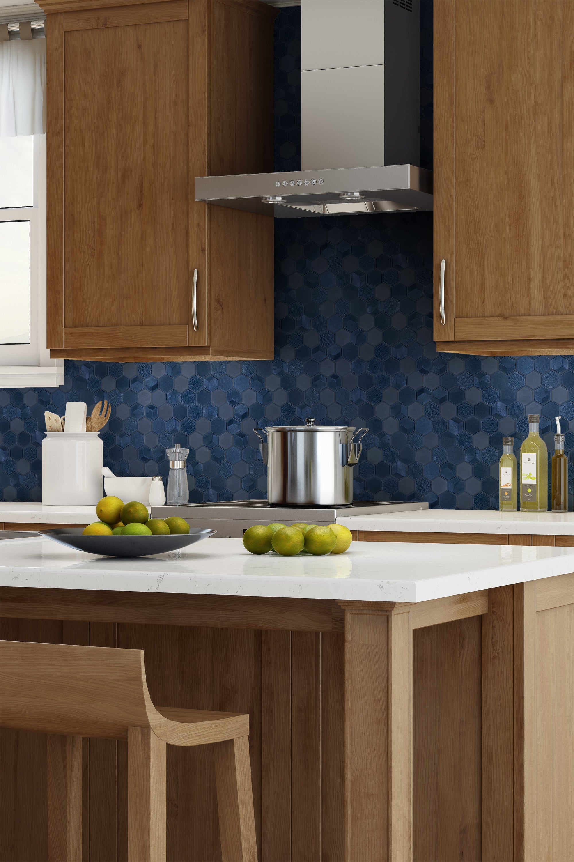 Forma | Porto Blu Hexagons Mosaic Tile 12 x 13