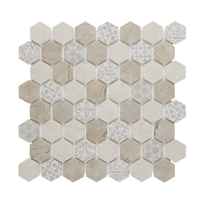 Fuse Athens 1.5" Hexagon Inkjet Glass Mosaic