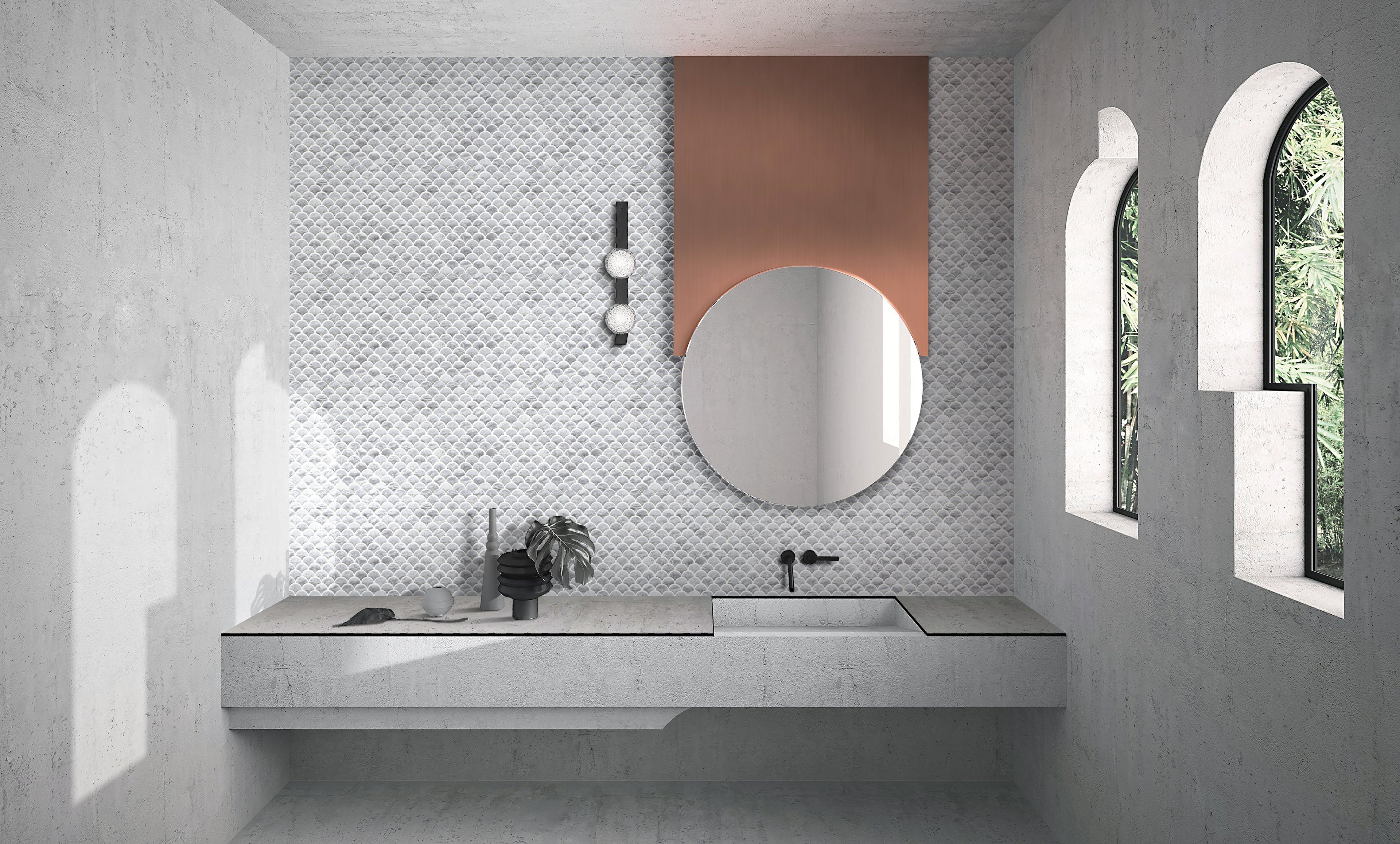 Eternal Bardiglio Curve Appeal Glass Mosaic