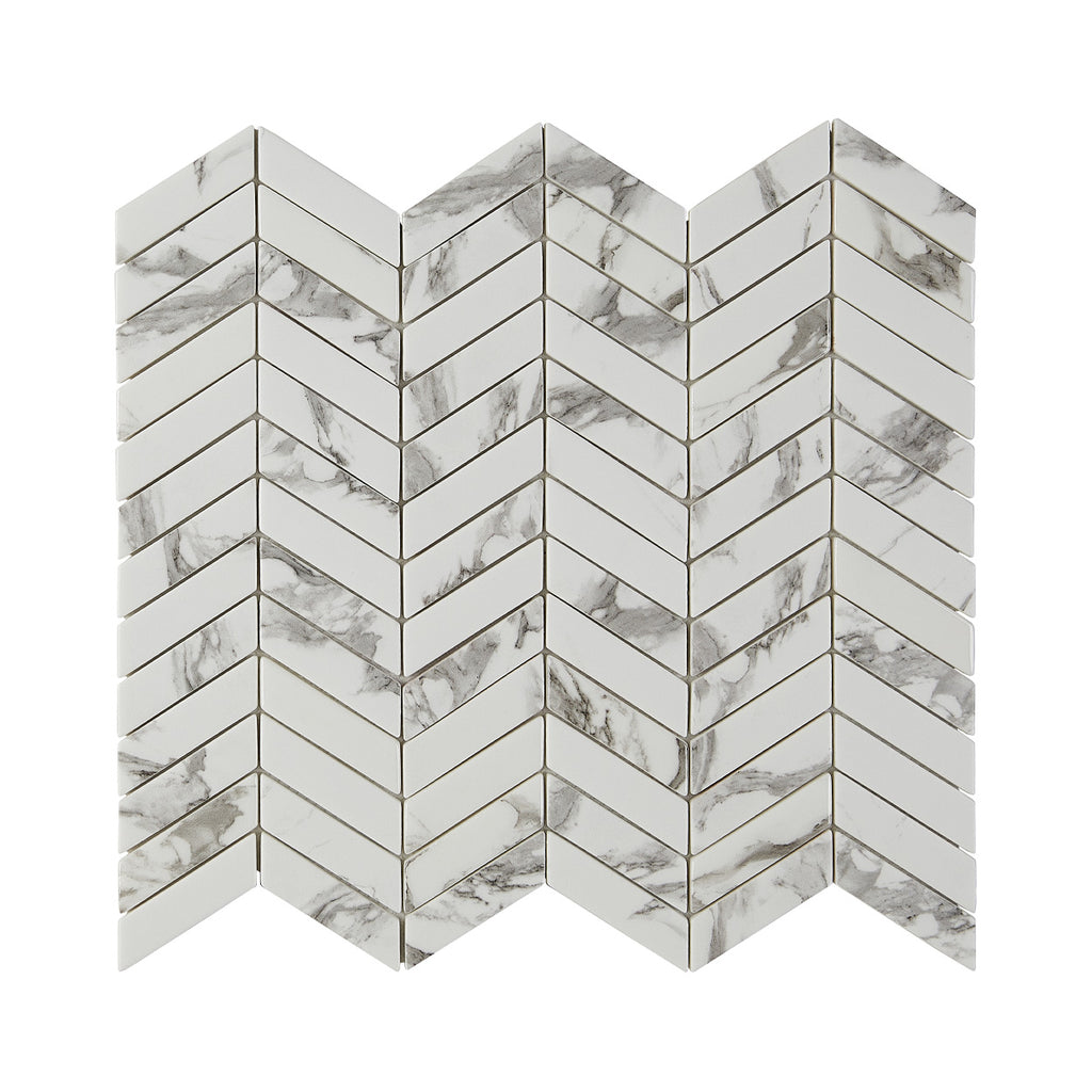 Monument Bello Chevron Inkjet Glass Mosaic