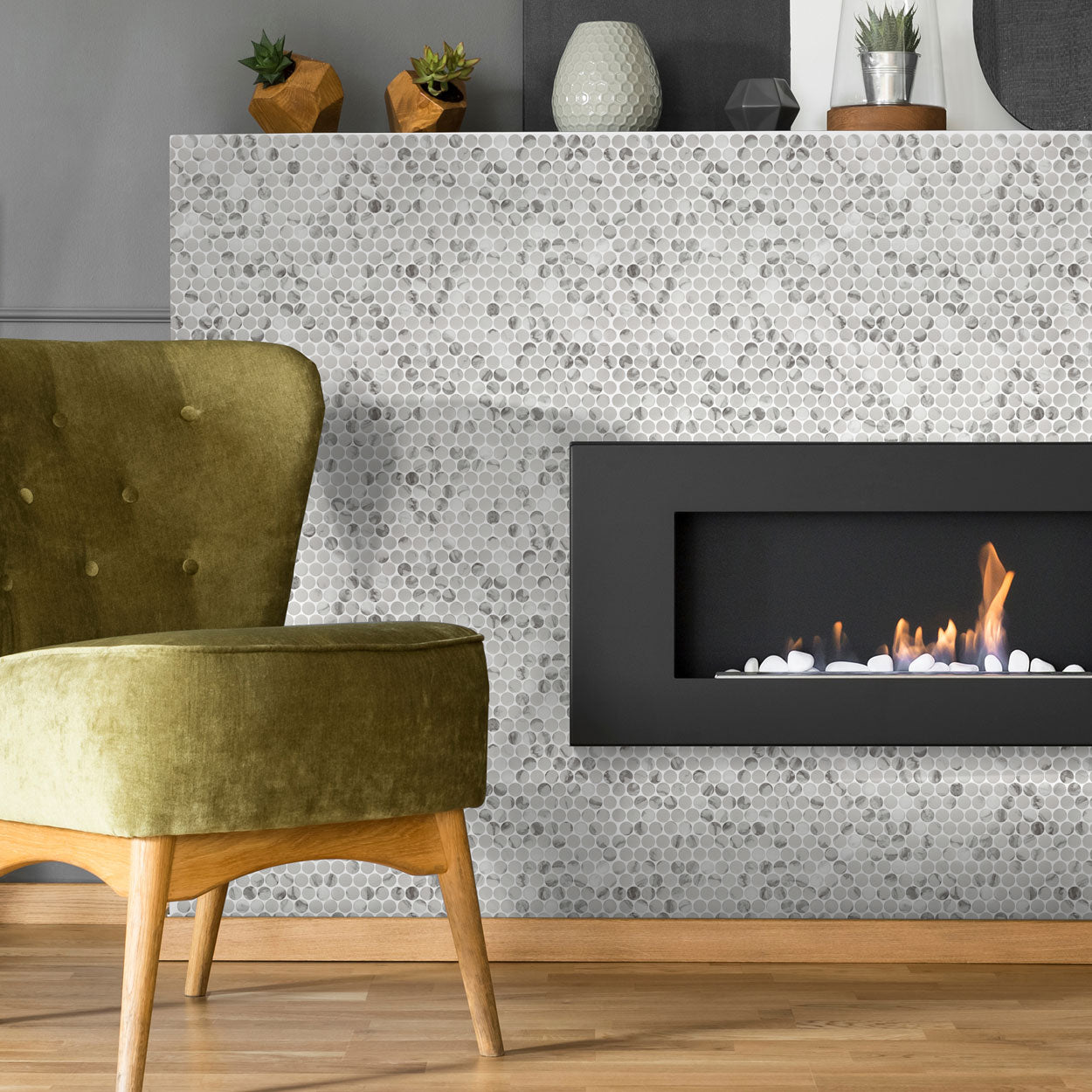 Monument Bello Penny Round Inkjet Glass Mosaic