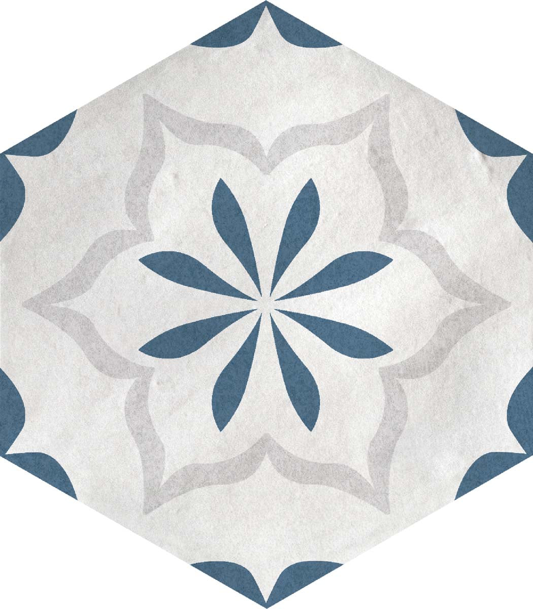 Marco Sapphire Deco Hexagon Porcelain Tile