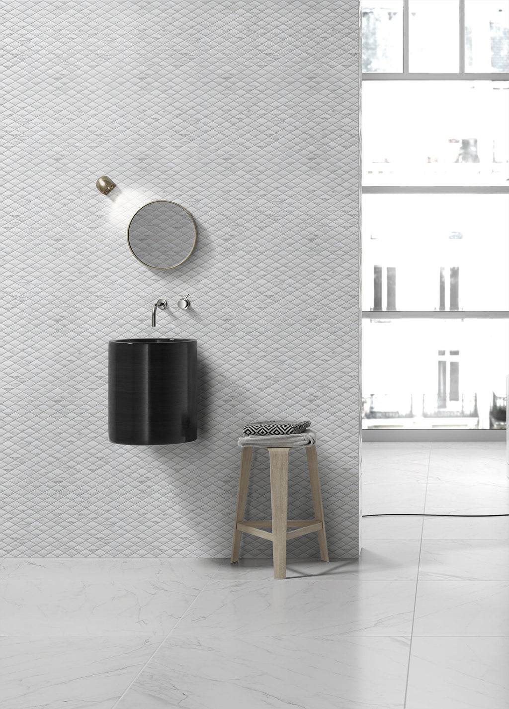 Eternal Carrara Rhomboid Glass Mosaic