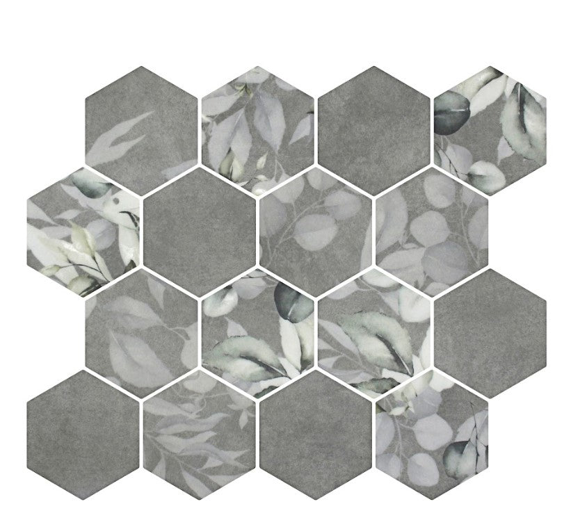 Florals Dahlia 3" Hexagon Inkjet Glass Mosaic