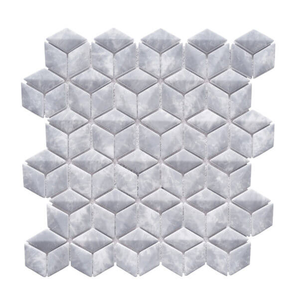 Deco Bardiglio 3D Rhomboid Mosaic
