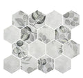 Florals Dahlia 3" Hexagon Inkjet Glass Mosaic