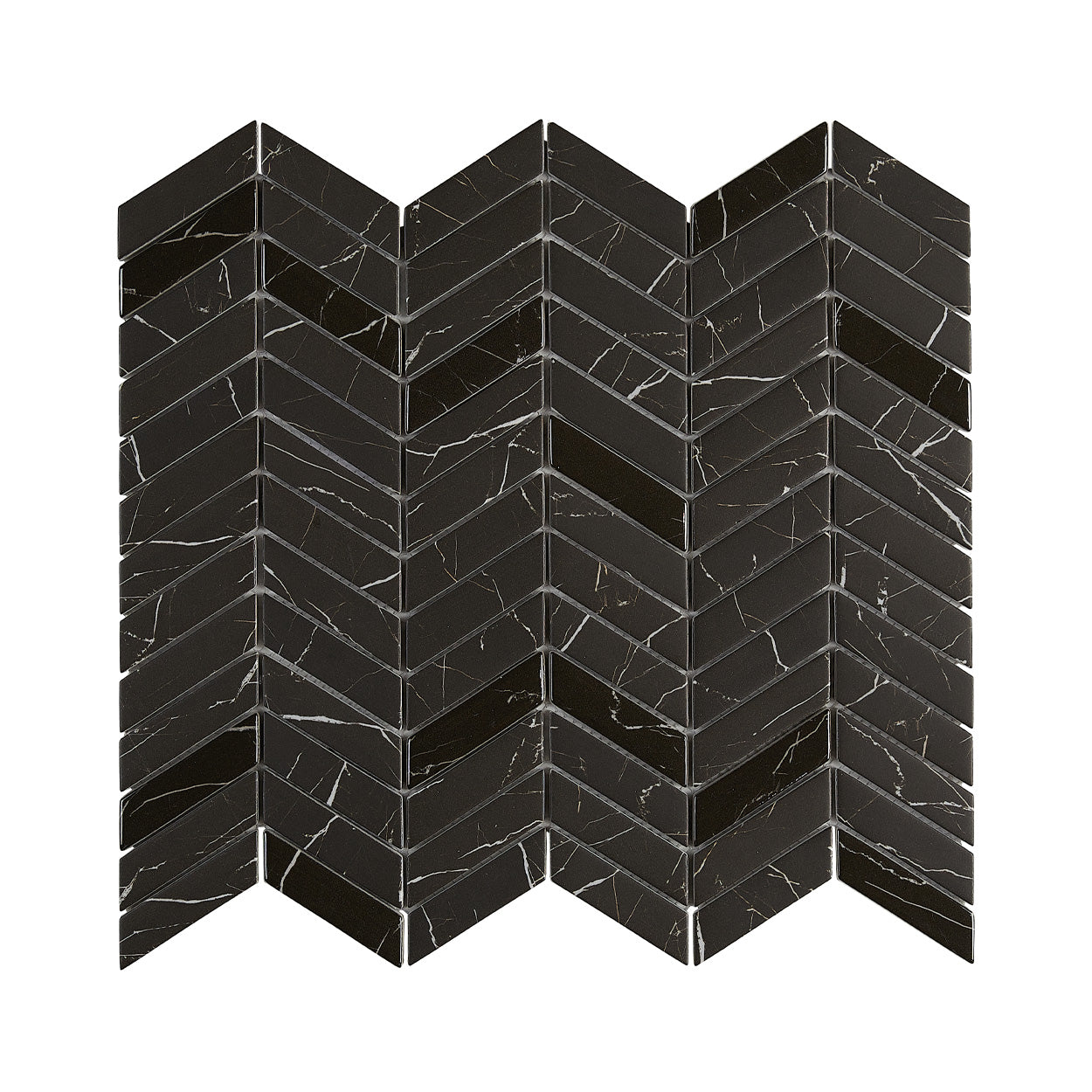 Monument Fossil Black Chevron Inkjet Glass Mosaic