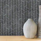 Monument Fossil Black Chevron Inkjet Glass Mosaic
