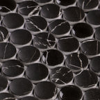 Monument Fossil Black Penny Round Inkjet Glass Mosaic