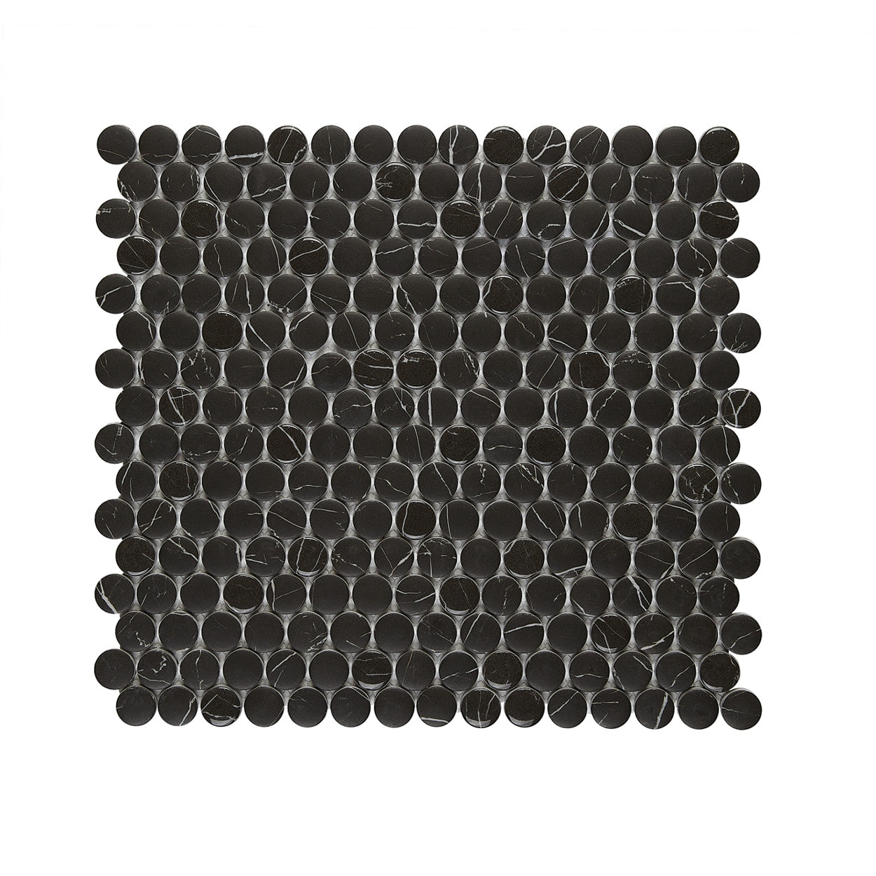 Monument Fossil Black Penny Round Inkjet Glass Mosaic