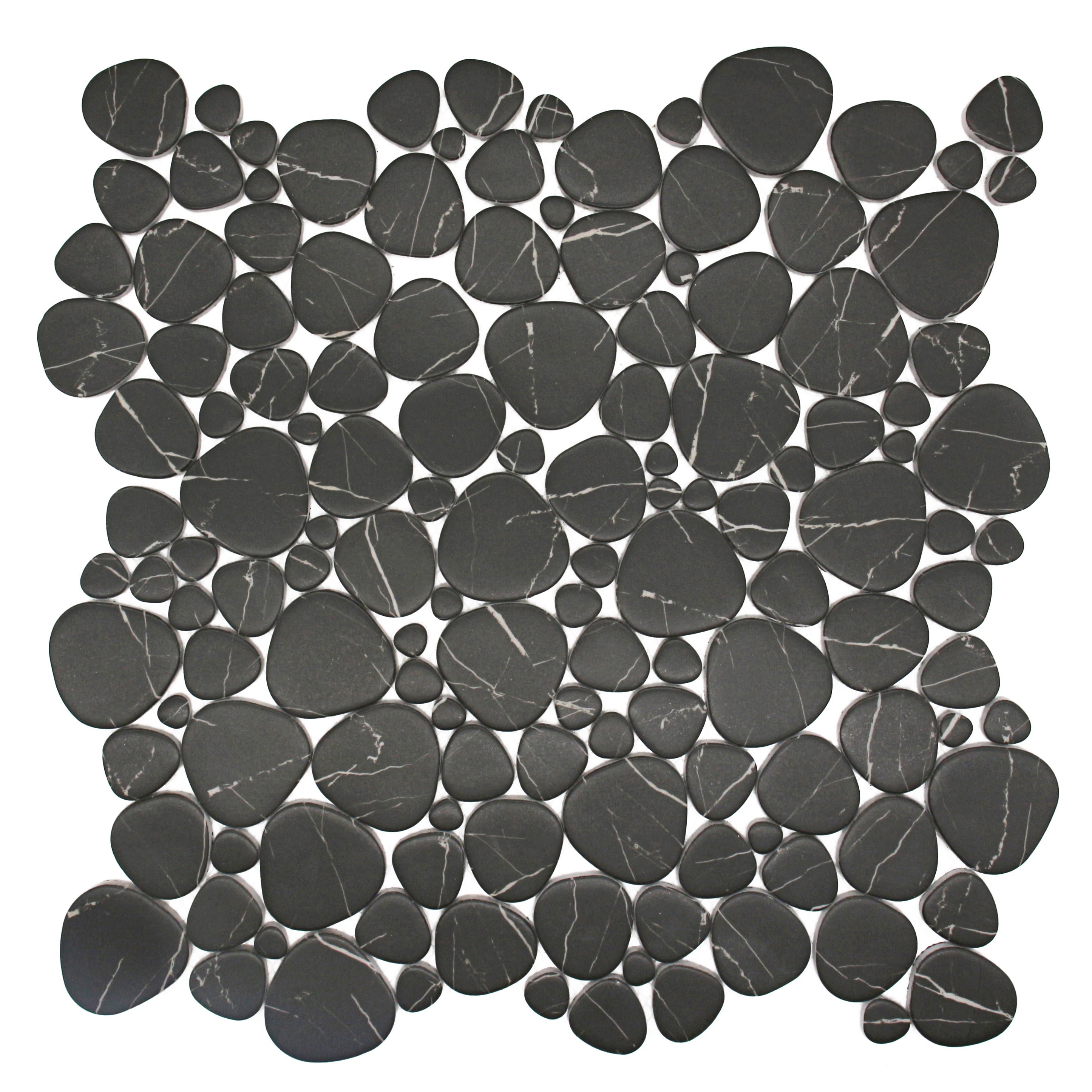 Monument Fossil Black Pebble Inkjet Glass Mosaic