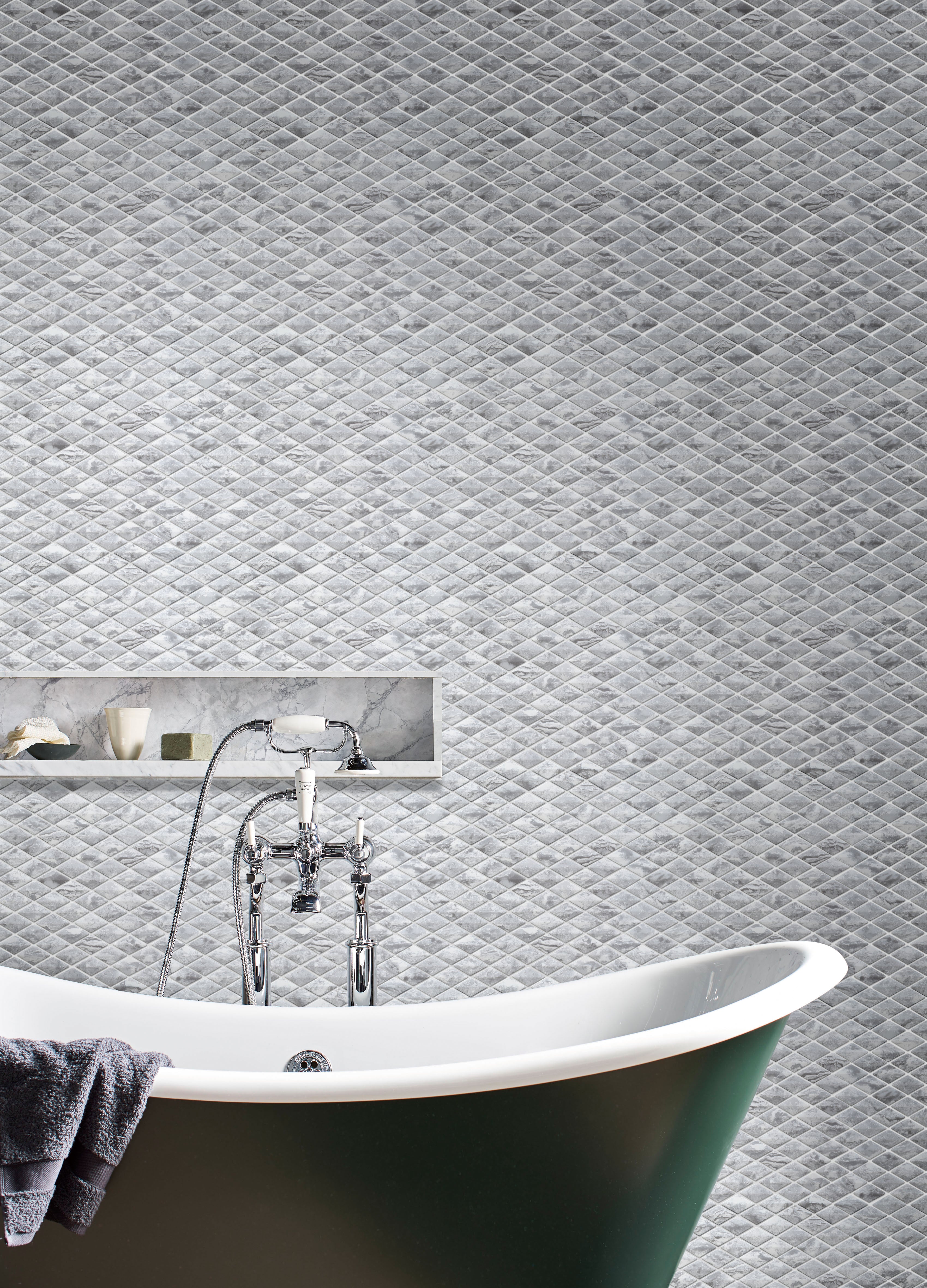 Eternal Bardiglio Rhomboid Glass Mosaic