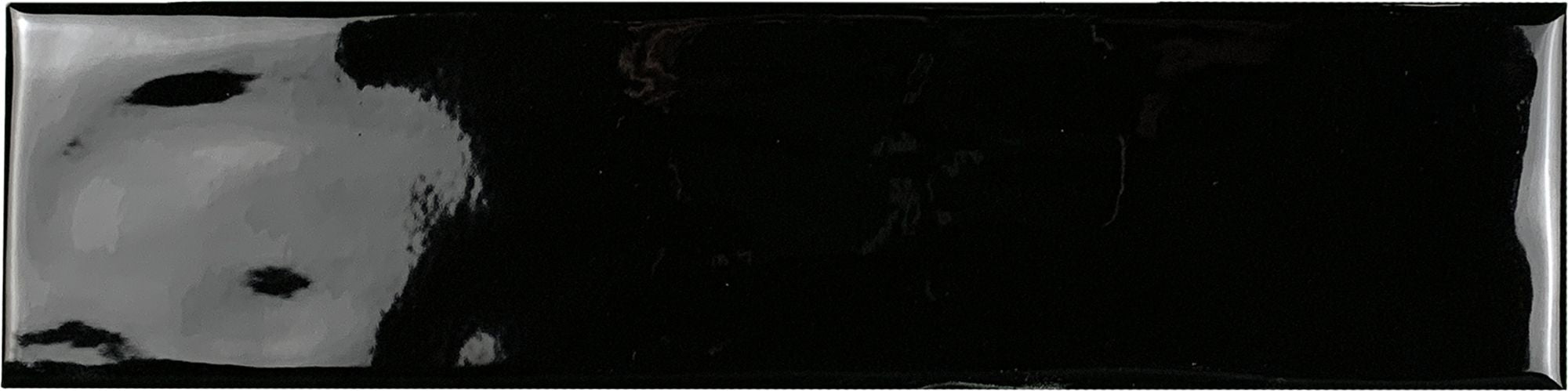 Handmolded Black Glossy 3X12 Ceramic Wall Tile