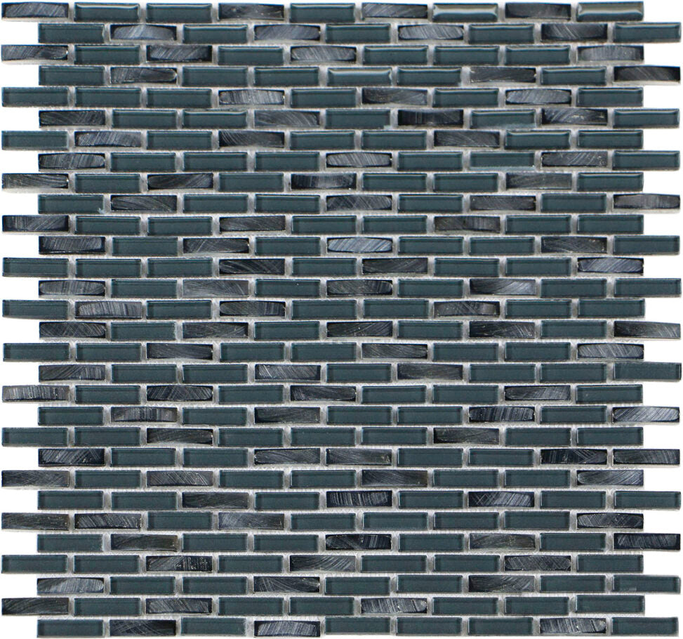 Elements Indigo Mini-Brick Glass Mosaic