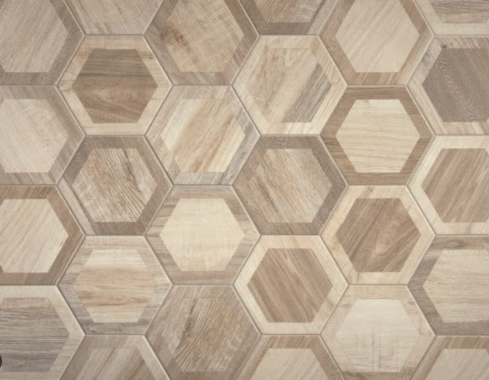 King Wood Nut Inlay 10" Porcelain Hexagon