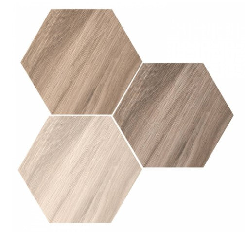 King Wood Nut Plain 10" Porcelain Hexagon