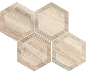 King Wood White Inlay 10" Porcelain Hexagon