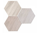 King Wood White Plain 10" Porcelain Hexagon