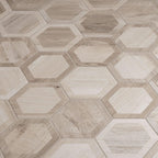 King Wood White Inlay 10" Porcelain Hexagon