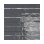 Lines Charcoal Glossy 3X12 Wall Tile