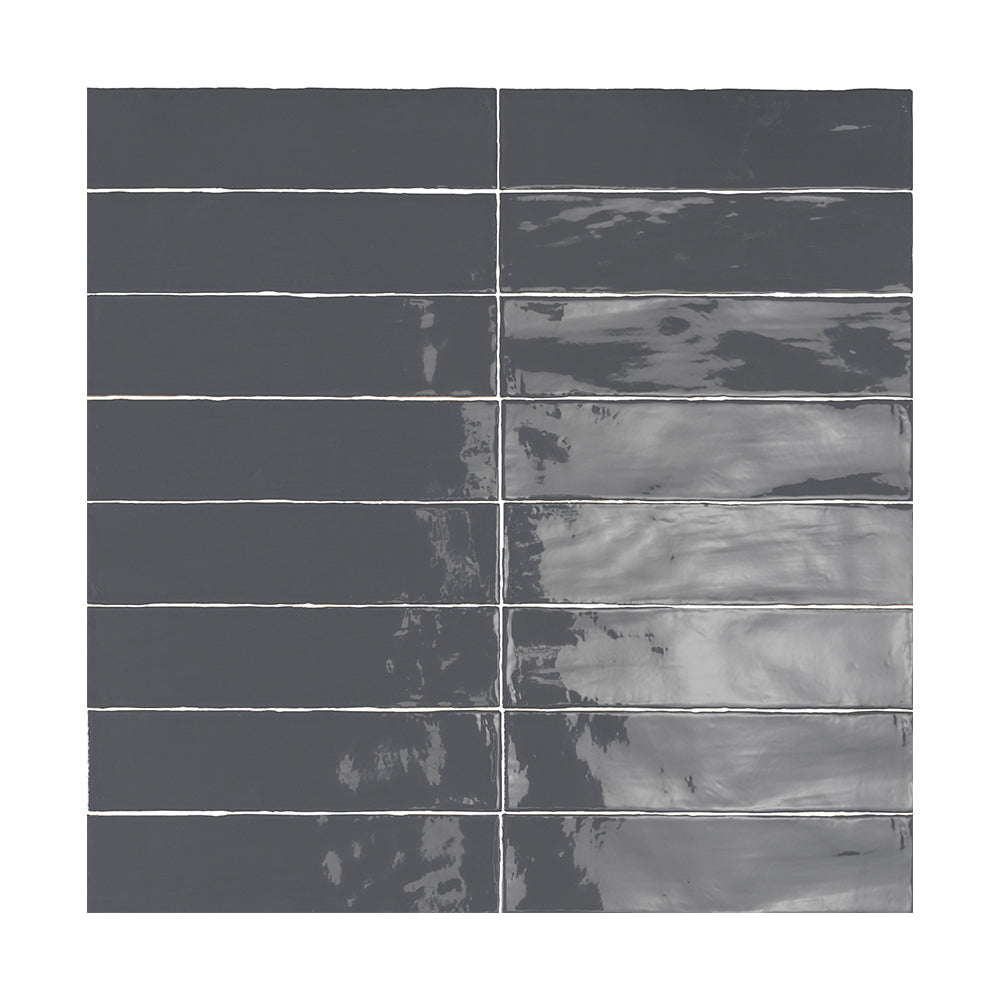 Lines Charcoal Glossy 3X12 Wall Tile