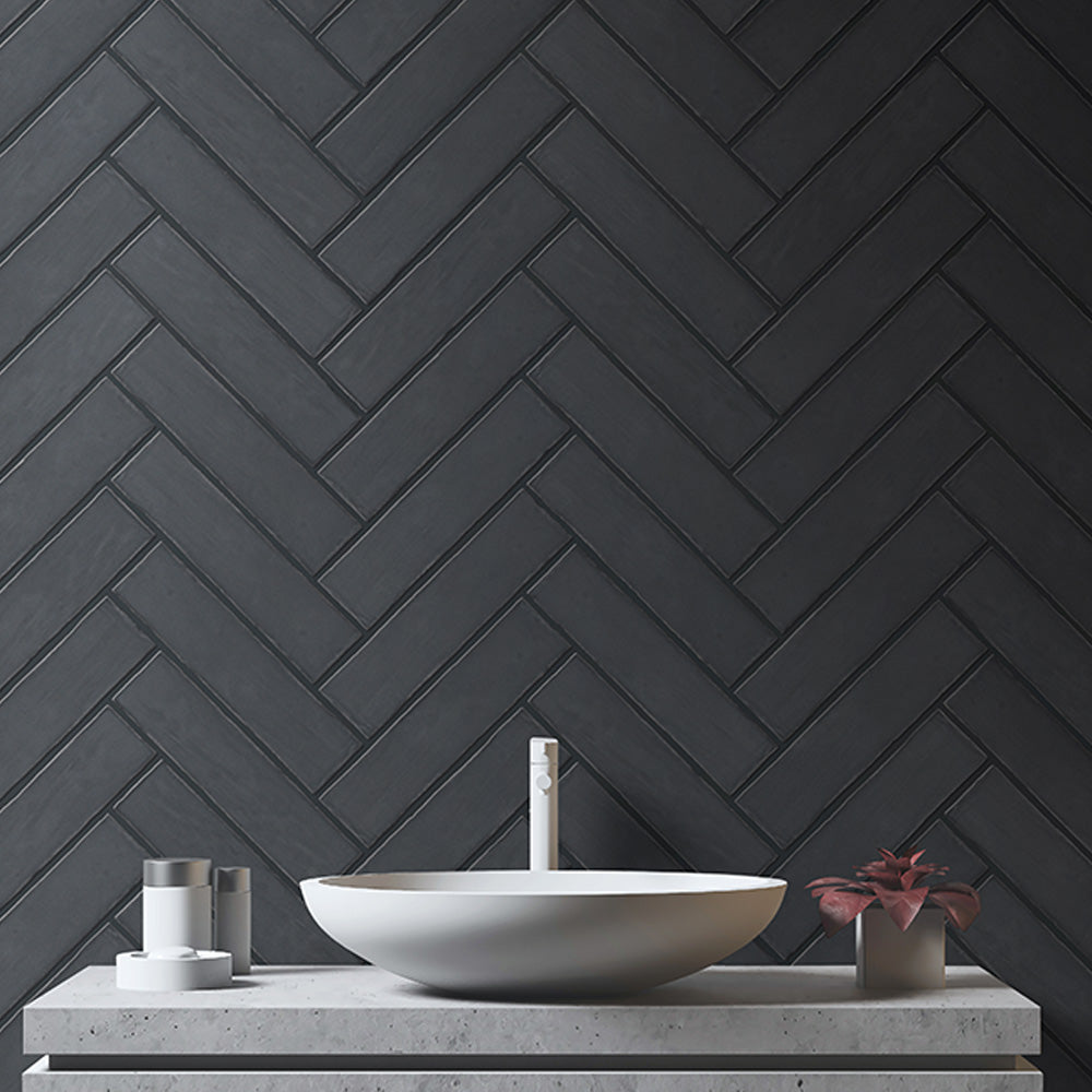 Lines Charcoal Matte 3X12 Wall Tile