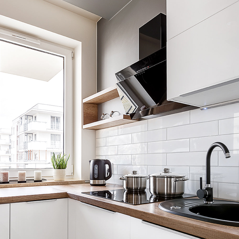 Lines Titanium White Glossy 3X12 Wall Tile