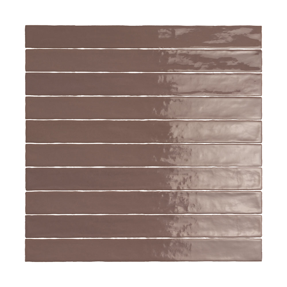 Lines Van Dyke Brown Glossy 2x20 Wall Tile