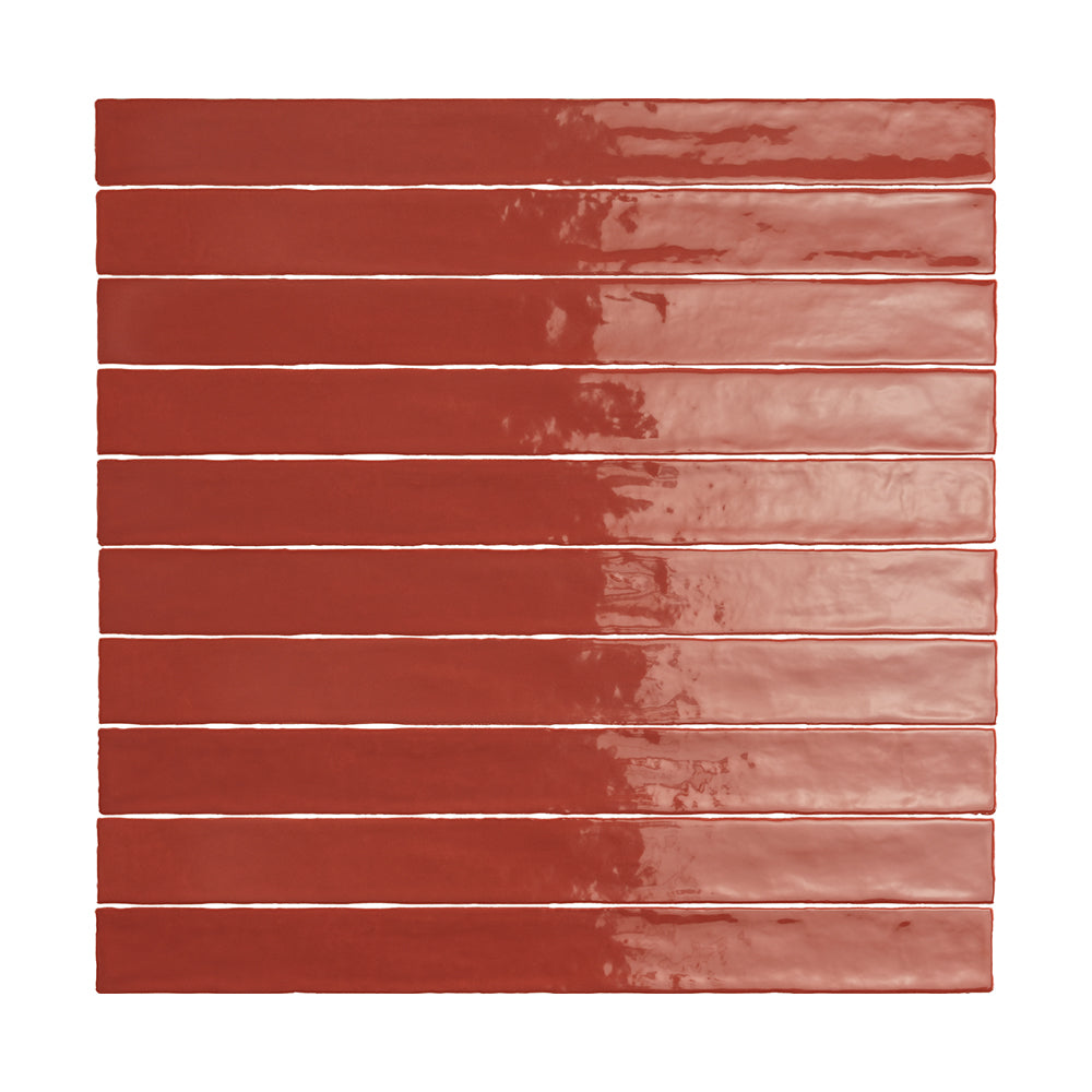 Lines Burnt Sienna Glossy 2x20 Wall Tile
