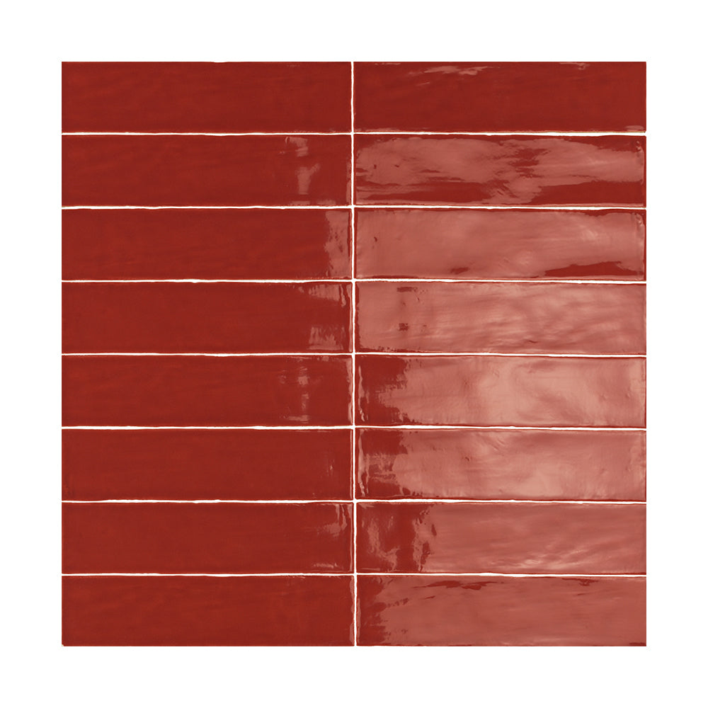 Lines Burnt Sienna Glossy 3X12 Wall Tile