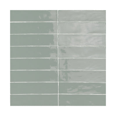 Lines Smokey Green Glossy 3X12 Wall Tile