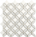 Artistic Paper White + Wooden White Ellipse Mosaic- Honed