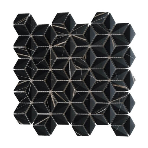 Deco Sahara Noir 3D Rhomboid Mosaic