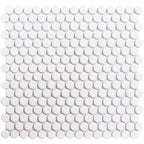 GetAround | White Penny Round Tile Glossy 3/4 | 12x12 Sheet - Mission Stone & Tile