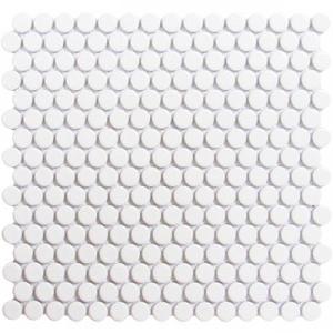 GetAround | White Penny Round Tile Glossy 3/4 | 12x12 Sheet - Sample - Mission Stone & Tile