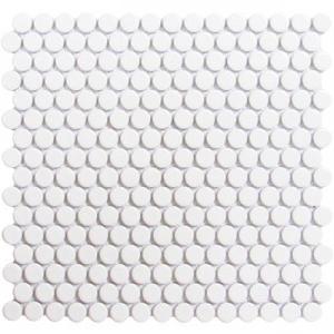 GetAround | White Penny Round Tile Glossy 3/4 | 12x12 Sheet - Sample