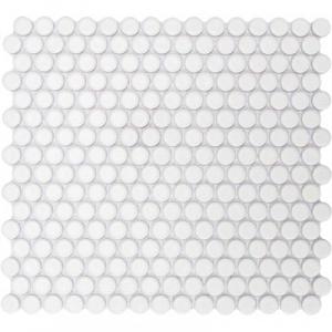 GetAround Penny Round Mosaic Tile | White | Matte Finish | 12x12 Sheet - Mission Stone & Tile