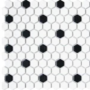 Glazed Porcelain Hexagon | White and Black Matte Mosaic 1" - Sample - Mission Stone & Tile